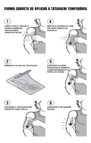 Kit 8 Tatuagens Falsas Temporárias Realista - Masculina