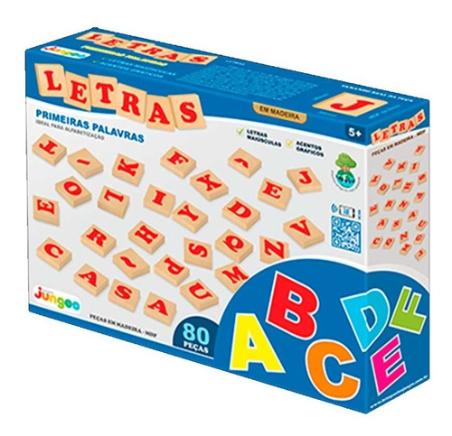 Kit Letras Alfabeto Infantil 80 Peças Original Madeira