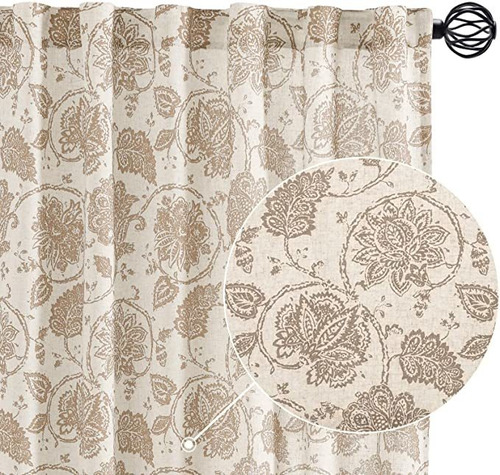 Paisley Scroll Cortinas De Lino Impreso Rod Pocket Back Tab