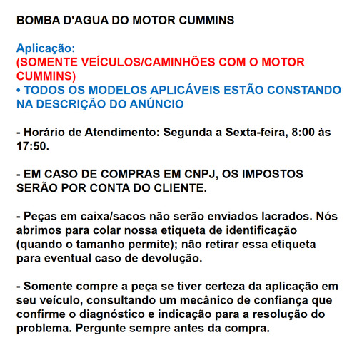 Bomba De Agua Original Motor Cummins F250 F350 F4000 Cargo