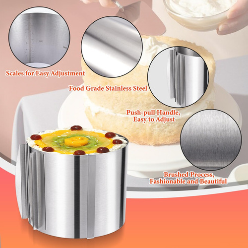 Anillo Ajustable Para Tartas De Acero Inoxidable De 6 A 12 P