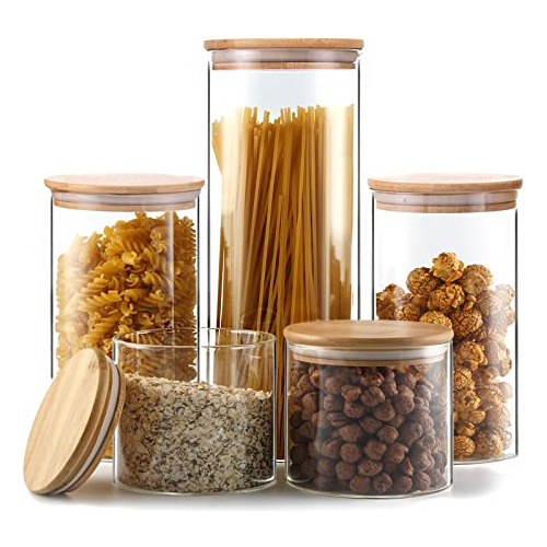 Glass Storage Jars [set Of 5],clear Glass Food Storage ...