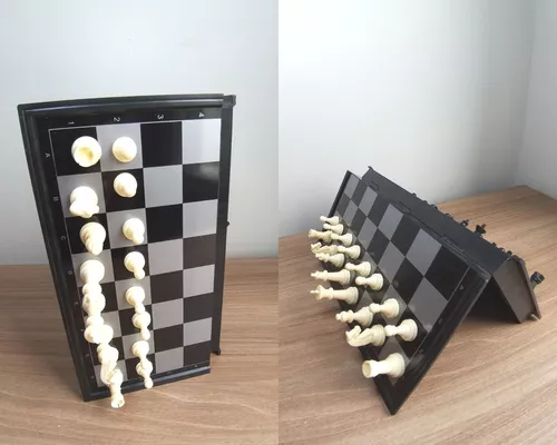 Mini Kit Jogo De Xadrez Magnético Peças Com Imã Tabuleiro Dobrável