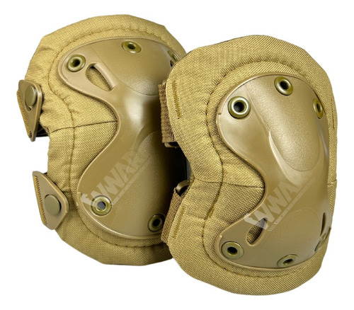 Rodillera y codera tácticas para airsoft, paintball, color tostado