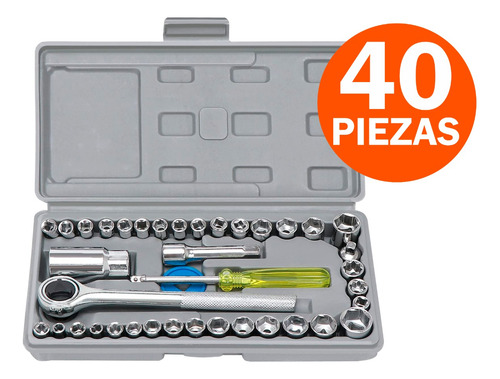 Juego De Llaves Combinadas Tubo Herramientas 40pza Valija