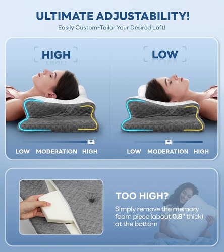 More Aches Neck Pillow For Pain Relief, Adjustable Cerv...