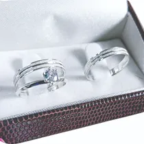 Comprar Par Alianças E Solitário Prata 950 3mm + Caixinha Oferta 