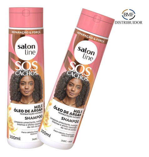 Shampoo Capilar Sos Cachos Intenso Mel Argan 300m Salon Line
