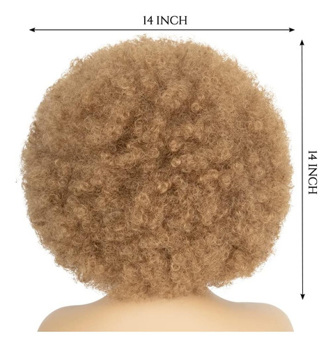 Peluca Afro 1970 Para Mujer, Miel Rubia, Corte Afro