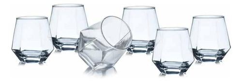 Vaso X6 Unidades 320 Ml Diamante Set X 6 Vasos Exclusivos Color Vidrio