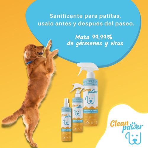 Imagen 6 de 7 de Desinfectante De Perros Sanitizante Patas/pelaje Clean Pawer