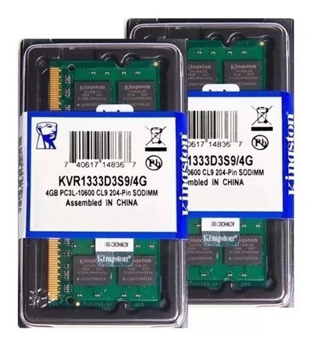 Imagem 1 de 2 de Memoria Ddr3 4gb 1333mhz Kvr1333d3s9 Kingston Notebook Nfe