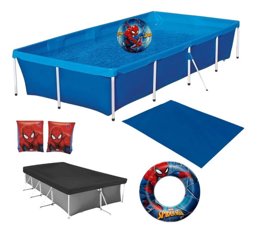 Kit Piscina 3000lts Mor + Capa E Forro + Bola E Boias Infláv