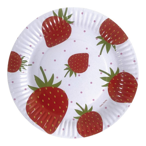 Plato De Polipapel 17cm Frutillas X 6 Unidades