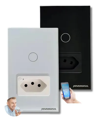 Interruptor Inteligente WiFi preto 1 Botão preto com Tomada, Interruptor  Smart Sem Fio Multifuncional Alexa Google home Casa Wifi Compre produtos de  tecnologia e eletrônicos na W2i Shop