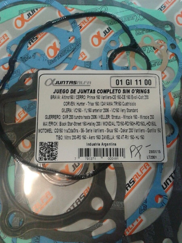 Juego Juntas Completo S/oring Keller Stratus Miracle 150 200