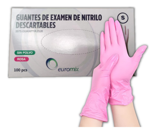 Guantes De Nitrilo Rosa | Euromix | Unidad