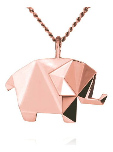 Dije Origami Elefante De Plata Con Acabado En Oro Rosa Color Rosa claro