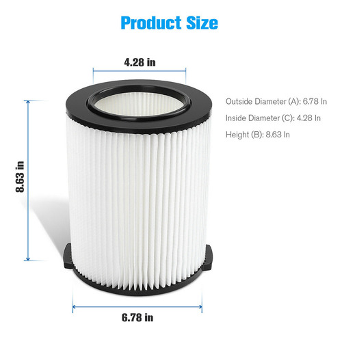 2 Padrão Wet/dry Vac Substituições De Filtro Hepa