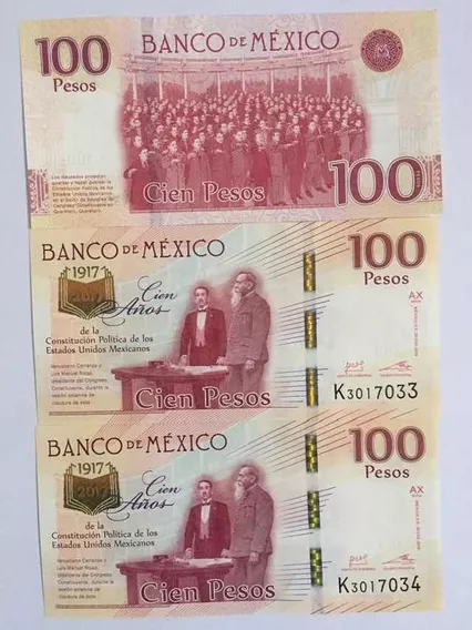 Moneda 20 Pesos Y Billete 100 Pesos Centenario Constitucion