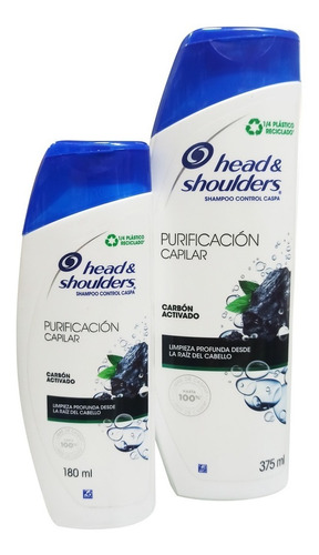 Shampoo Head Shoulder Carbon Activado 375ml + Shampoo 180ml