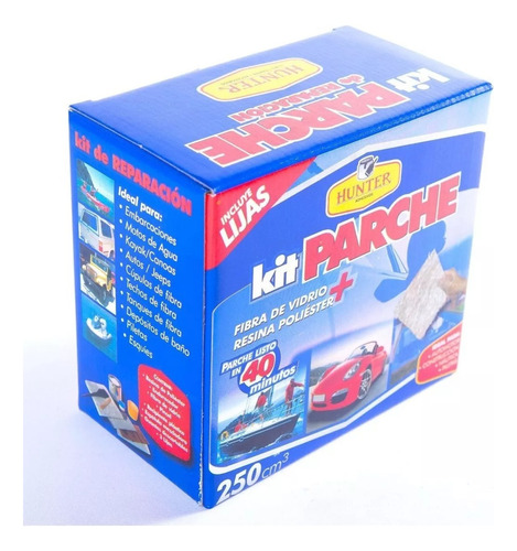 Kit Fibra De Vidrio Parche 500 Gr Resina+pincel+lijas+guant