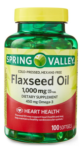 Suplemento Linaza Spring Valley Flaxseed Oíl De 1000 Mg