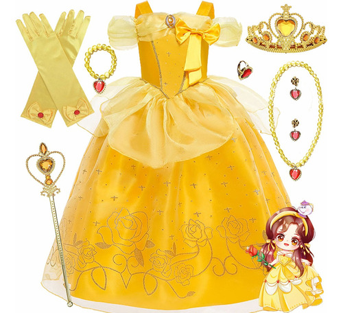 Vestido De Princesa Bella,ropa De Halloween Navidad,disfraz