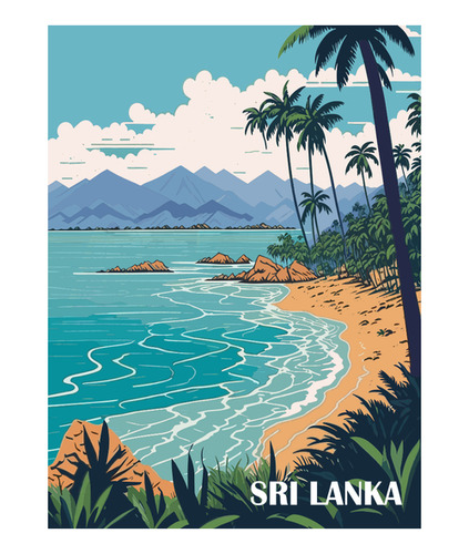 Poster Papel Fotografico Playa Sri Lanka Montaña Sala 40x80