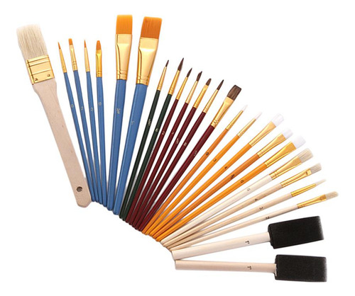 Set De 25 Piezas Pinceles Pintura Al Acuarela Acrílica