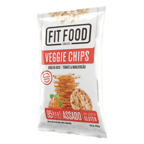 Imagem 2 de 4 de Chips de Grão-de-Bico Fit Food tomate & manjericão sem glúten 40 g