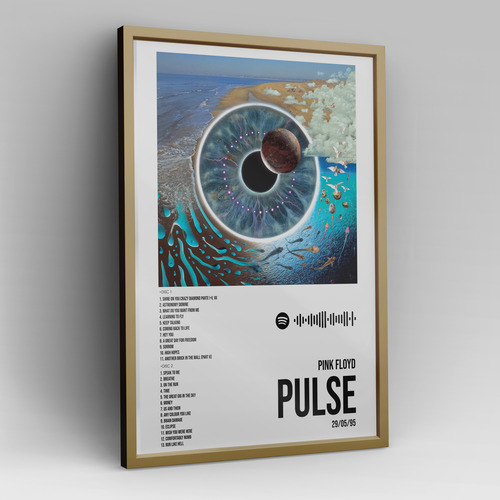 Cuadro Pink Floyd Pulse 40x30 Cm C/ Vidrio Madera Natural