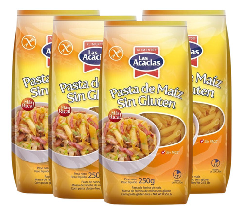 Fideos De Maíz Sin Gluten  Las Acacias 300g X4 Uni -graviola