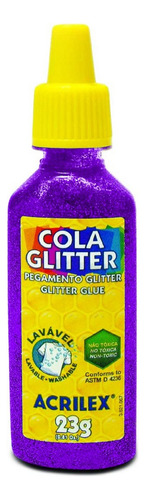Acrilex Cola Colorida Com Glitter 23g Lavável Cor Lilás