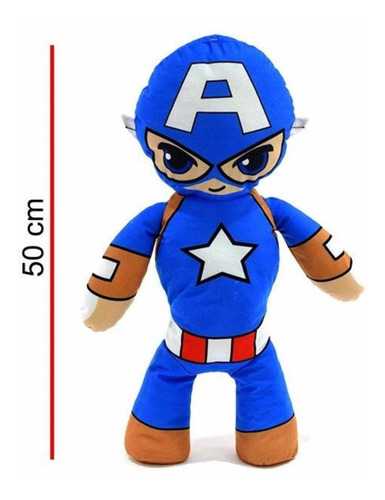 Imagen 2 de 4 de Capitán América Peluche Almohada 50cm Avengers La Plata
