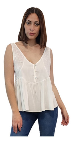 Imagen 2 de 10 de Blusa Magnolia S/manga Voile Y Broderie