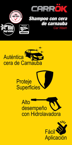 Shampoo Para Autos Con Cera Carnauba Carrok Espuma 1lt