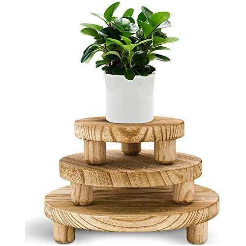 Juego De 3 Taburetes Plantas De Madera, Soporte De Plan...