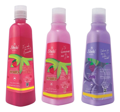 Shampoo Fresita + Cremas Peinadoras Fresita Y Uva Shelo