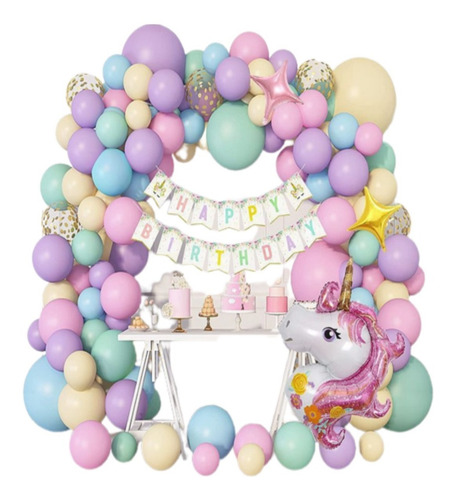 Guirnalda Con Unicornios Globos De Cumpleaños Decoración