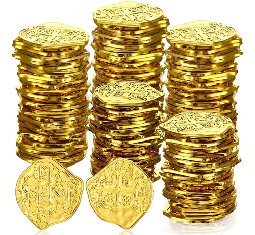 ~? Hanaive 100 Pcs Monedas Pirata Monedas De Oro De Plástico