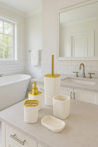 5 Piezas De Juegos De Baño De Bambu Set Baño Accesorios Baño