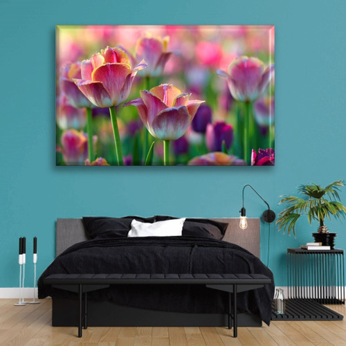 Cuadro Canva Decorativo Tulipanes Rosas 20x30 Cm