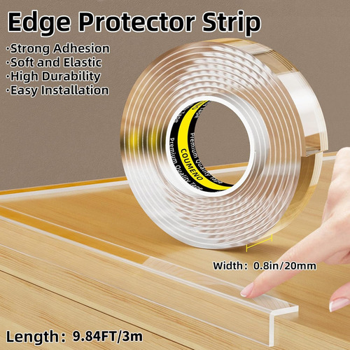 Protector De Borde Transparente Con Adhesivo De 0.8 PuLG X 9