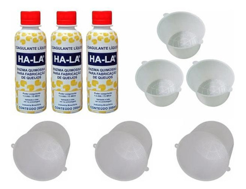 Kit 3 Coalhos Hala 200ml Queijos + Formas 500g + Formas 1kg