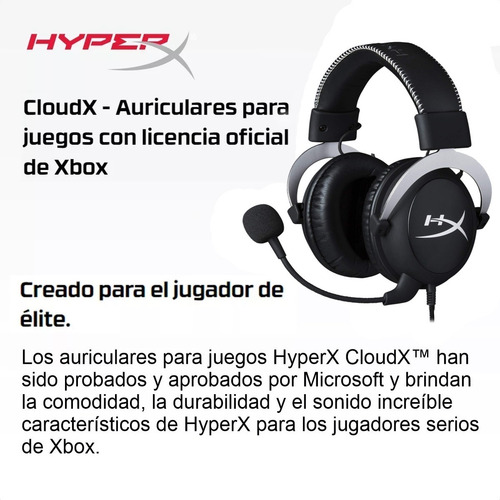Imagen 2 de 10 de Hyperx Cloudx Diadema Gamer Pc, Xbox One Y Series X|s, Ps5|4