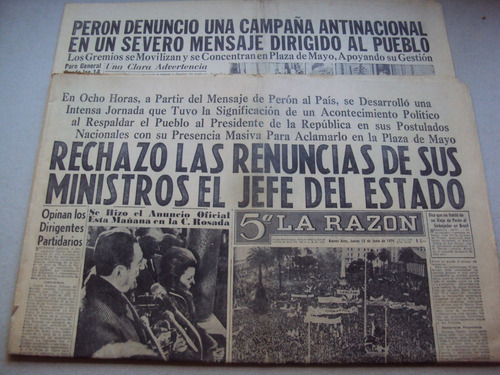 #x Lote2 Diarios La Razon Año 1974 Mensaje De Peron-pza.mayo