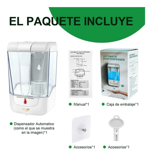 Imagen 8 de 8 de Dispensador Automático De Jabón En Gel De 700 Ml