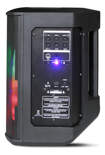 Parlante Malibu Rosa Con Woofer Led, Bt. Speaker 5.0, 18w Rms, Entradas Aux 3,5 Y 6,35, Cable Usb Y Bluetooth, Incluye Control Remoto