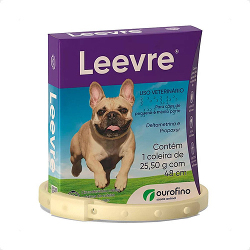 Coleira Leevre 48 Cm Contra Leishmaniose, Pulgas Com Nf